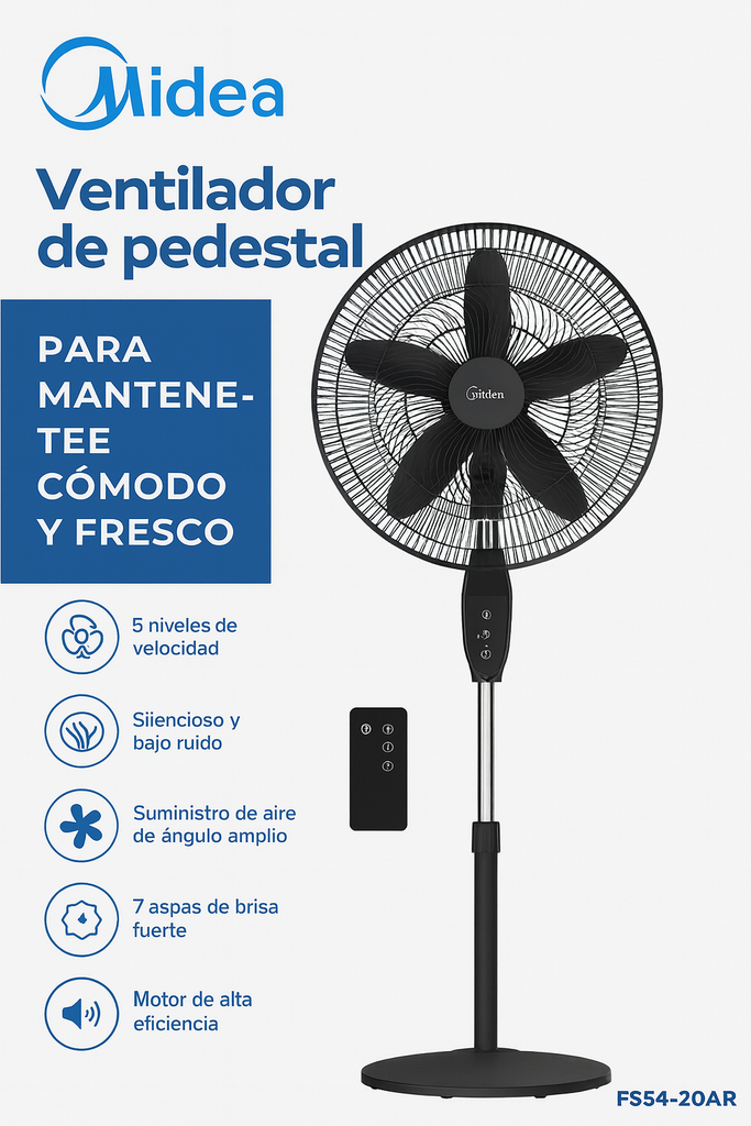 ABANICO DE PEDESTAL  CON CONTROL MIDEA FS45-20AR